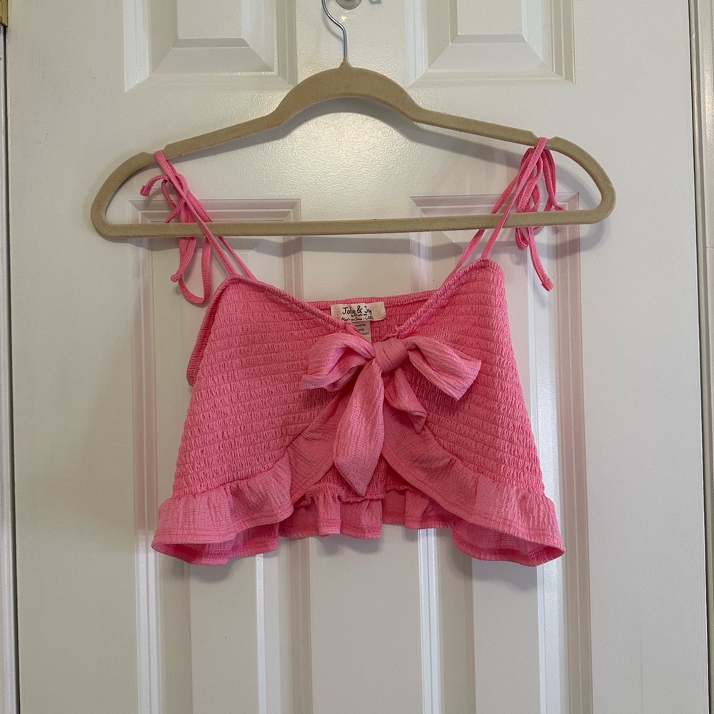 Jolie and joy strappy tie pink tank